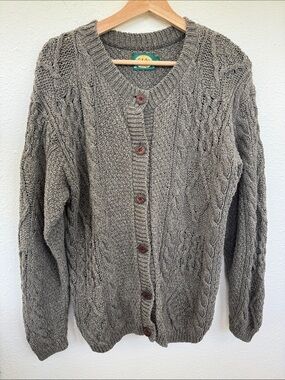Cabela’s Cottob Blend Cable Knot Button Front Cardigan Sweater Size L Fisherman